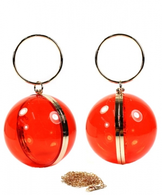 Transparent Round Shaped Clutch Bag 6318 RED